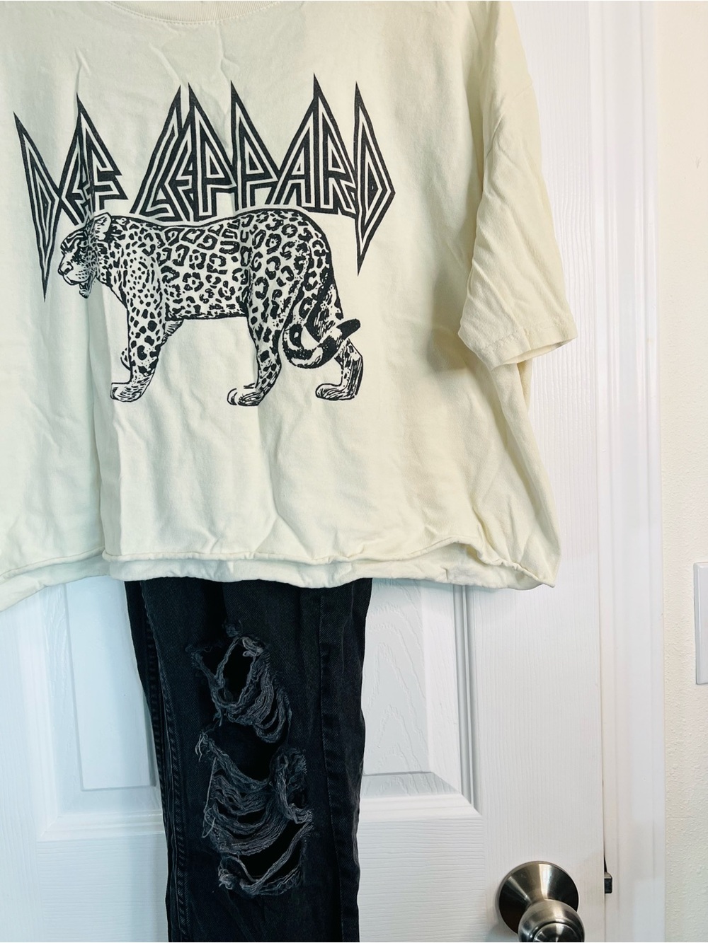 Def Leppard Leopard Graphic Tee in Pale Yellow